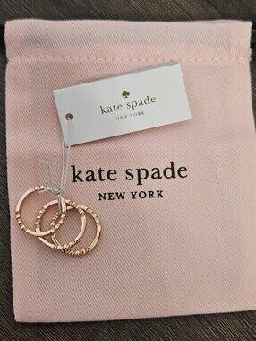 NWT Kate Spade Trio Full Circle Rose Gold Ring Set + Branded Dust Bag